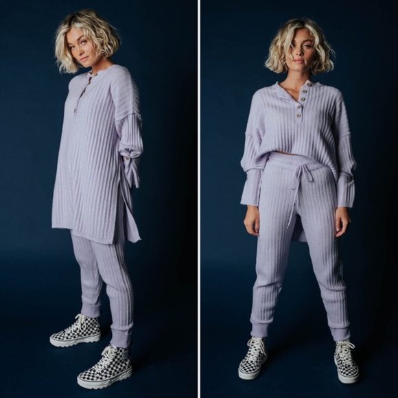 Free People Joggers FP Lilac Around the Clock Lounge Pants - Picture 5 of 12